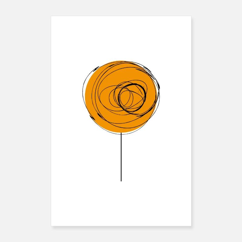 Stilisierte minimale Blume – orange Poster 60x90 cm