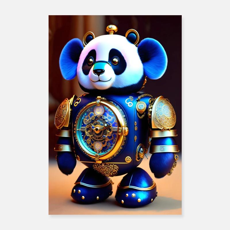 Niedlicher Uhrwerk Baby-Panda Android Poster 60x90 cm