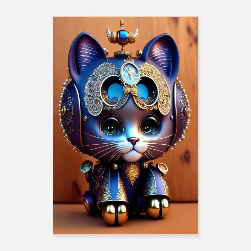 Cute Clockwork Baby Cat Android Poster 24" x 35" (60x90 cm)