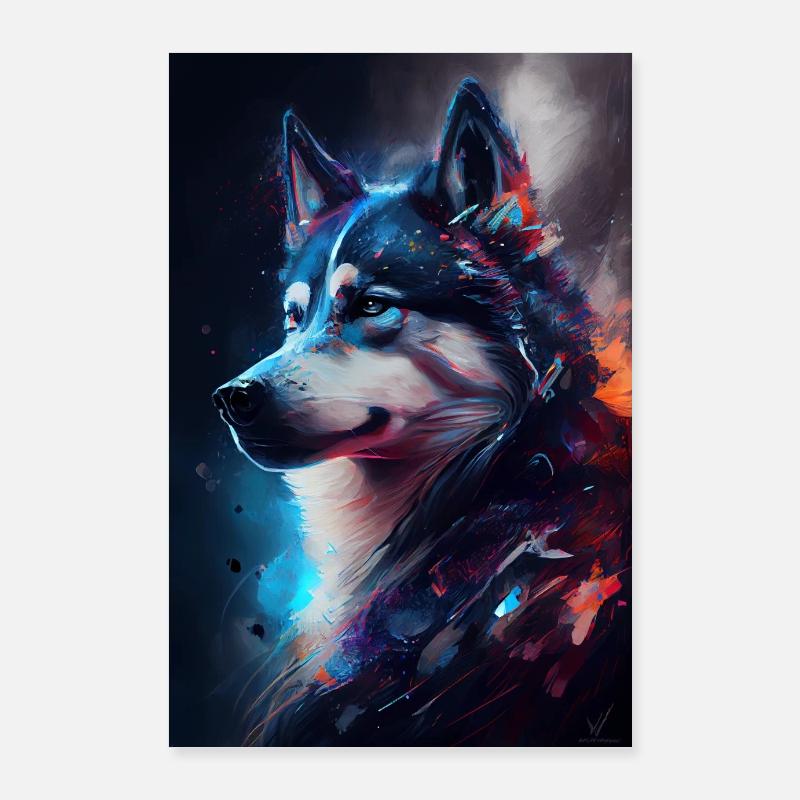 Husky Digital Art Style | AI generated Poster 24" x 35" (60x90 cm)
