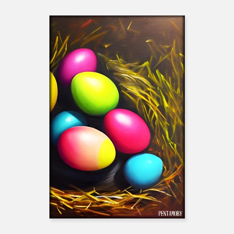 Easter Egg Easter Colorful Eggs Holiday Poster 24" x 35" (60x90 cm)