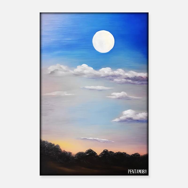 Moon Night Evening Nature Rest Moonlight Full Moon Poster 24" x 35" (60x90 cm)