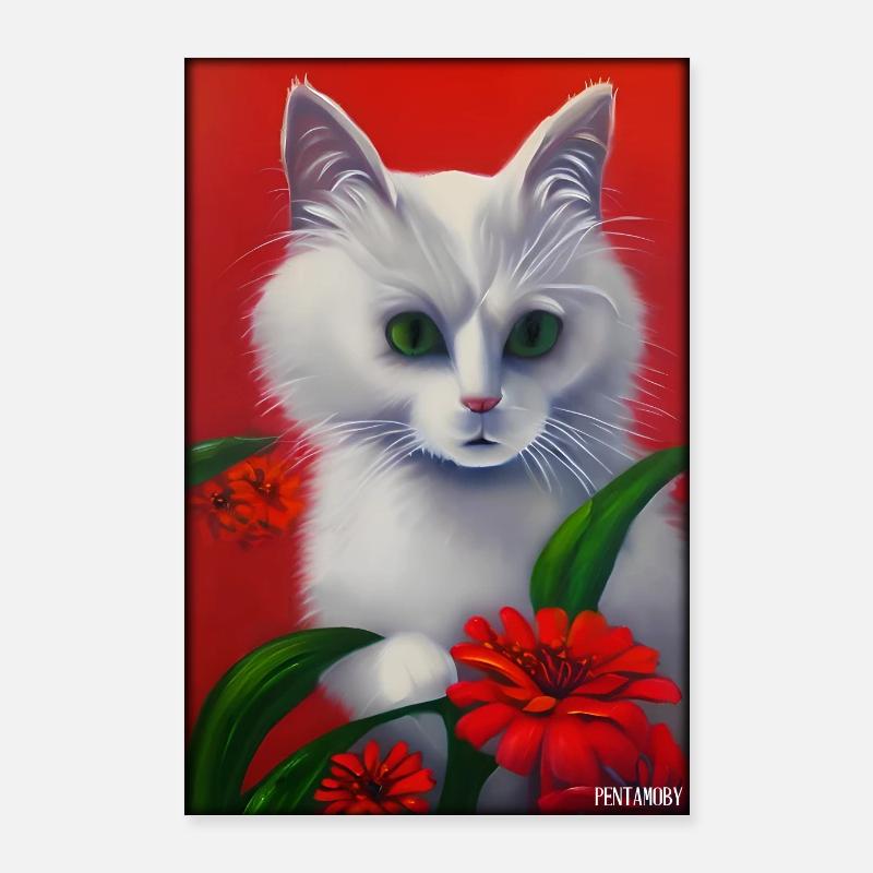 Chat Fleur Nature Fleur Jardin Chat Amour Chat Chat Poster 60 x 90 cm