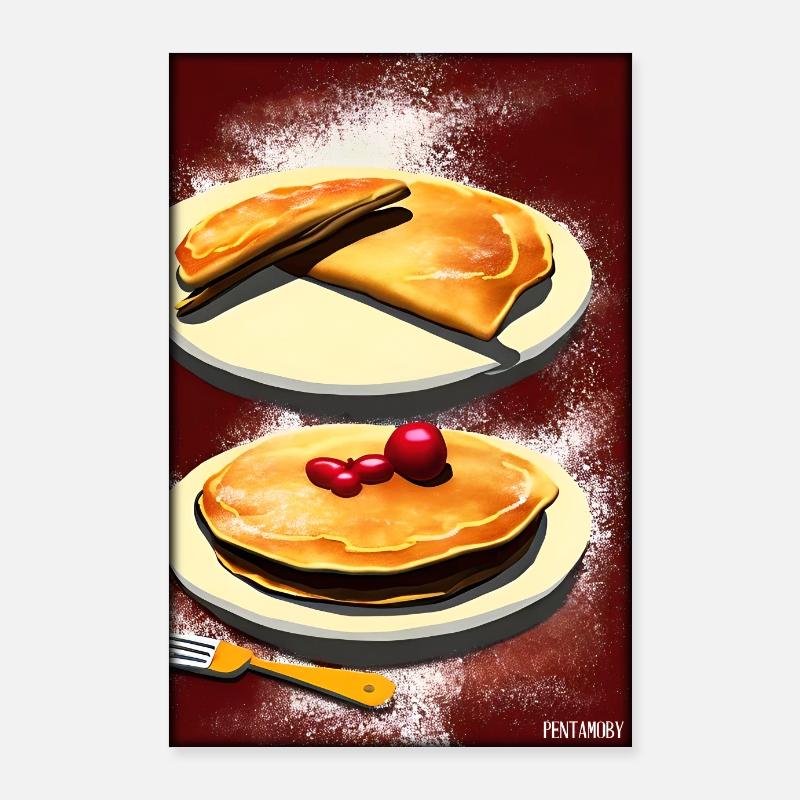 Pfannkuchen Frühstück Lecker Essen Backen Speise Poster 60x90 cm