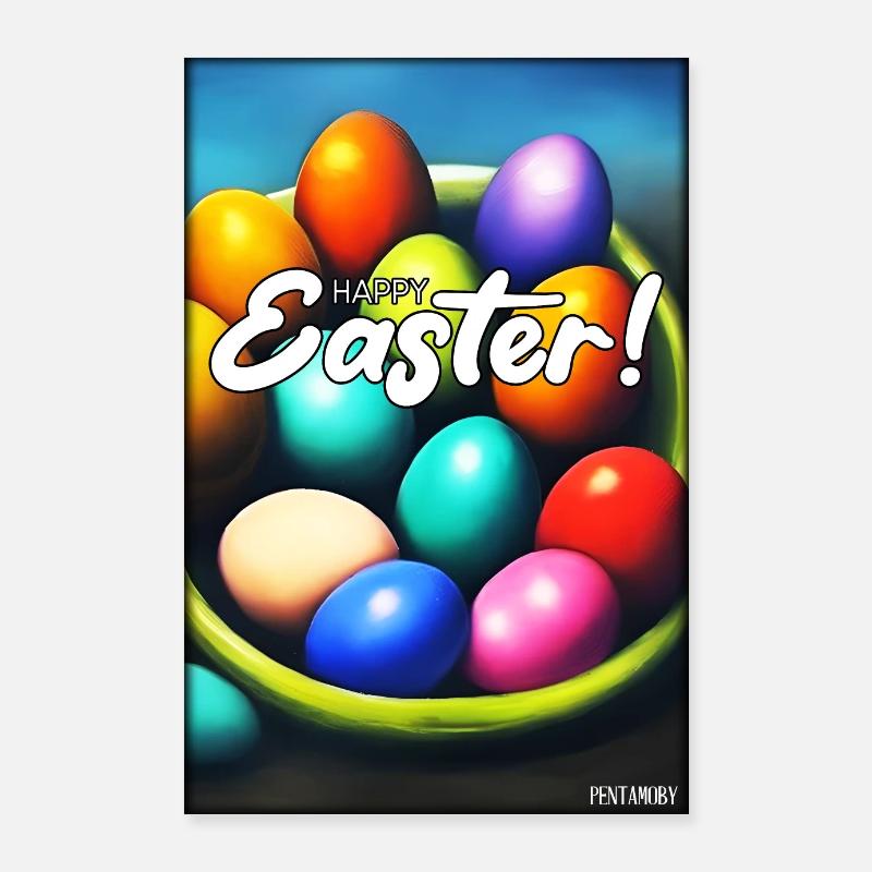Happy Easter - Easter Egg Easter Easter Colorful Eggs Poster 24" x 35" (60x90 cm)