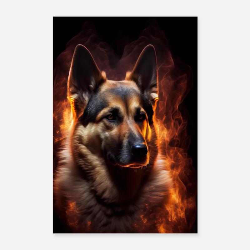 Deutscher Schäferhund Hund Malinois Fire Poster 60x90 cm