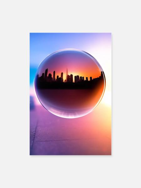 Stadt Kugel - Poster 60x90 cm - Weiß