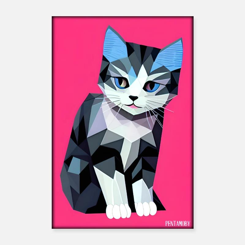 Katze Kater Polygon Tier Stubentiger Haustier Poster 60x90 cm