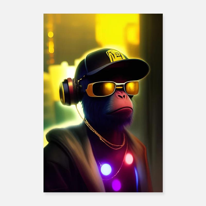 Singe cool avec des lunettes de soleil Poster 60 x 90 cm