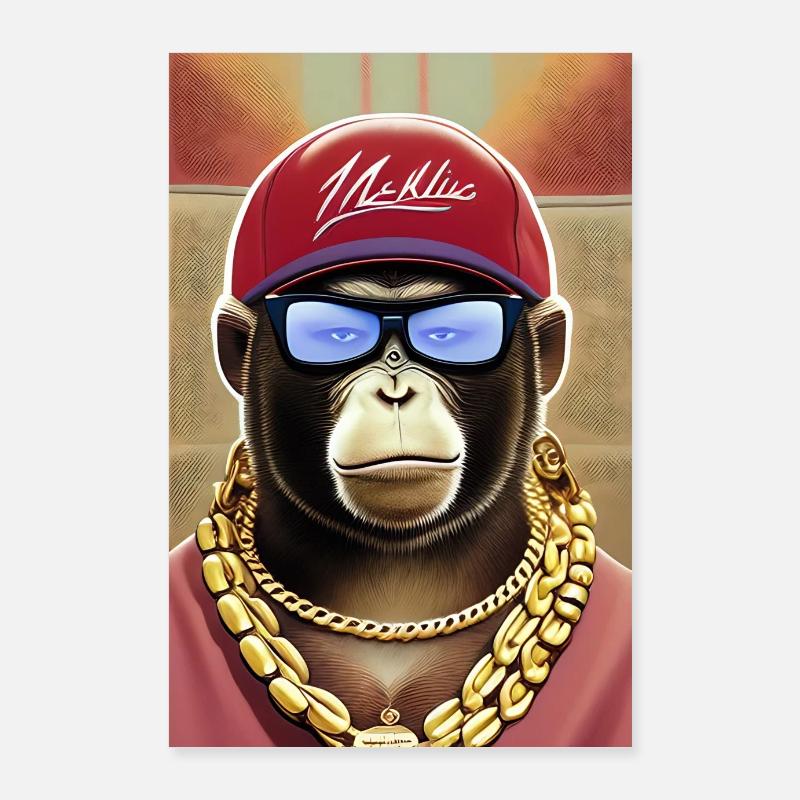 Singe cool avec des lunettes de soleil Poster 60 x 90 cm