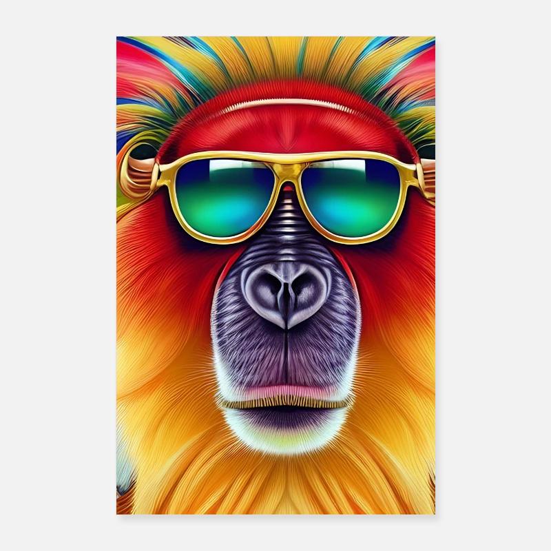 Cooler Affe mit Sonnenbrille Poster 60x90 cm