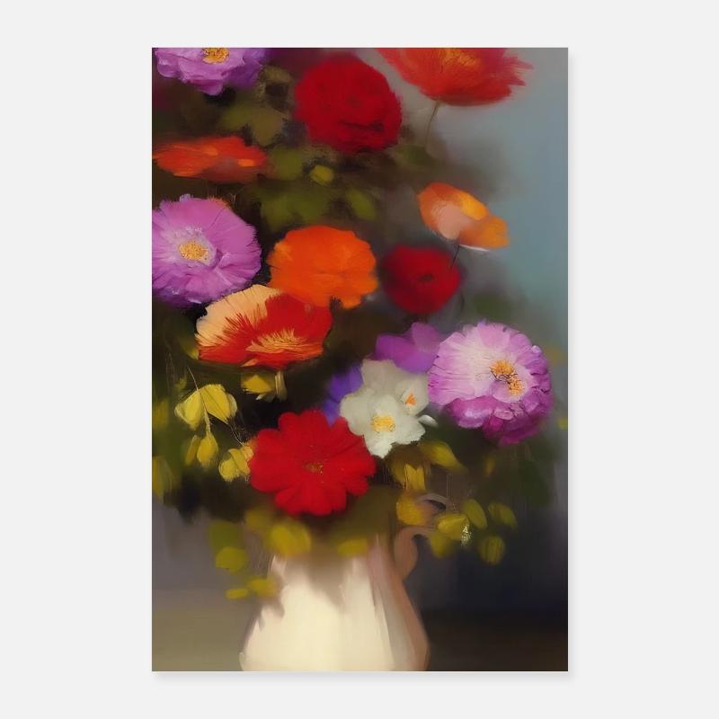 Fleurs et papillon Poster 60 x 90 cm