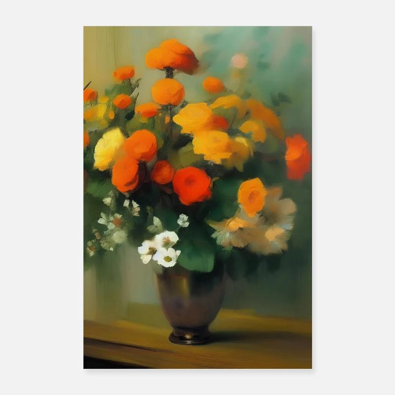 Blumen und Schmetterling Poster 60x90 cm