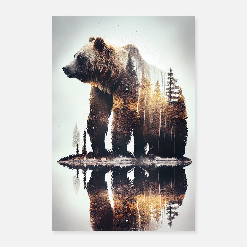 Bear Grizzly Bear Brown Bear Forest Poster 24" x 35" (60x90 cm)