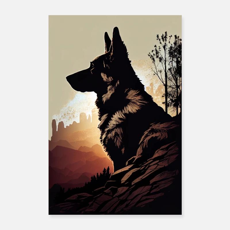 German Shepherd Dog Malinois Dog Poster 24" x 35" (60x90 cm)
