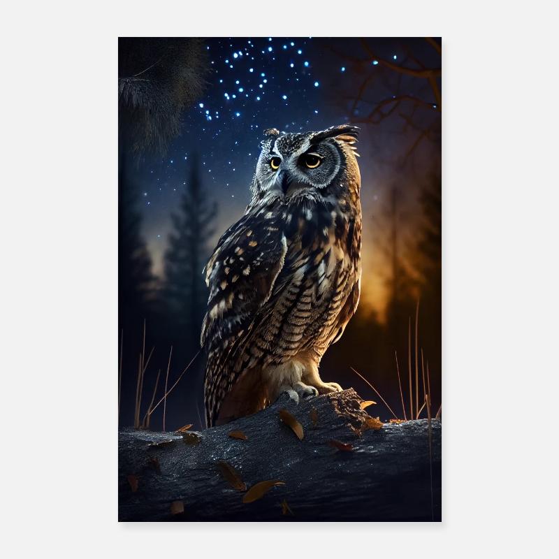 Eule Vogel Tier Eulen Galaxy Poster 60x90 cm
