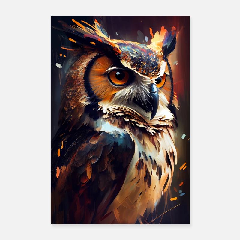 Eule Vogel Tier Eulen Painting Poster 60x90 cm