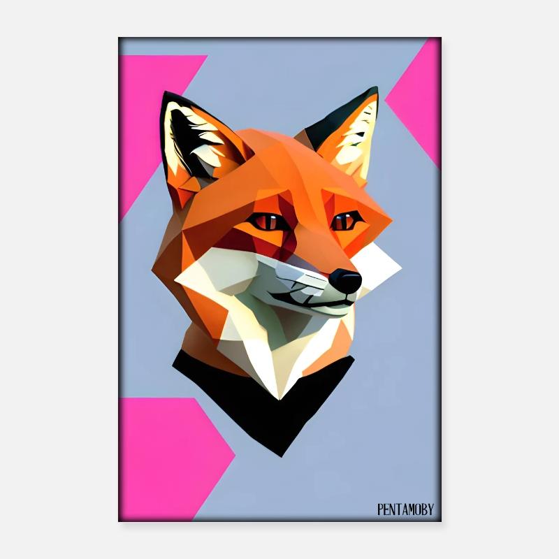 Fuchs Polygon Waldbewohner Waldtier Wildnis Tier Poster 60x90 cm