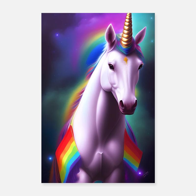 Licorne - Poster 60 x 90 cm - blanc