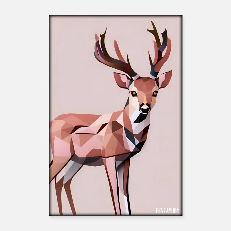 Deer Polygon Wildlife Wilderness Forest Nature Antlers Poster 24" x 35" (60x90 cm)