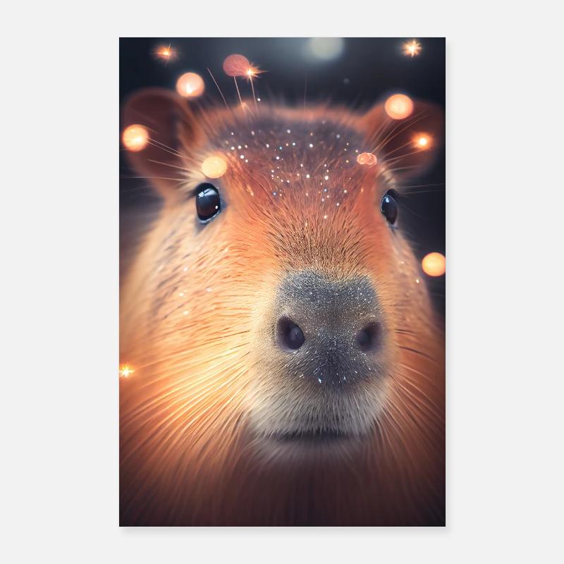 Capybara Capybara Rodent Animal Lighting Poster 24" x 35" (60x90 cm)