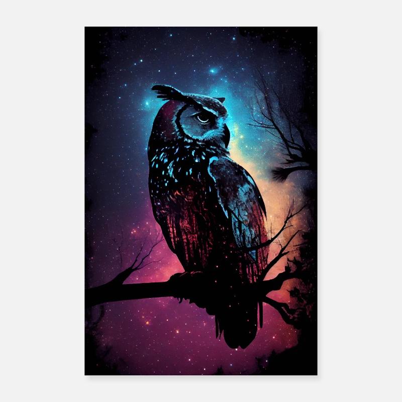 Eule Vogel Tier Eulen Galaxy Poster 60x90 cm