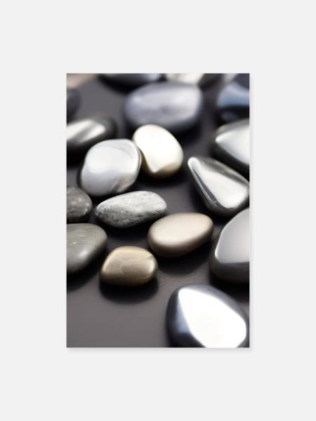 Silber Steine - Poster 60x90 cm - Weiß