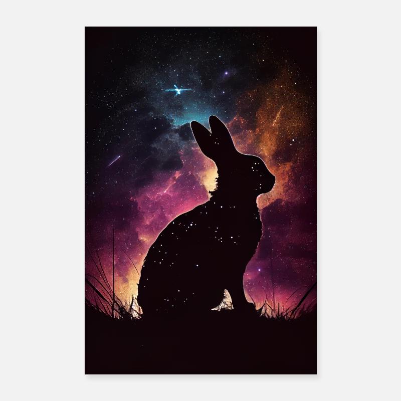 Rabbit Bunny Animal Pet Rabbit Silhouette Poster 24" x 35" (60x90 cm)