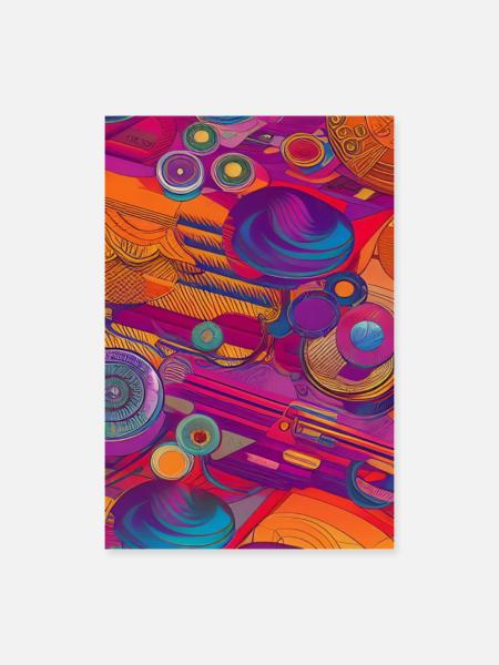 Retro Muster - Poster 60x90 cm - Weiß