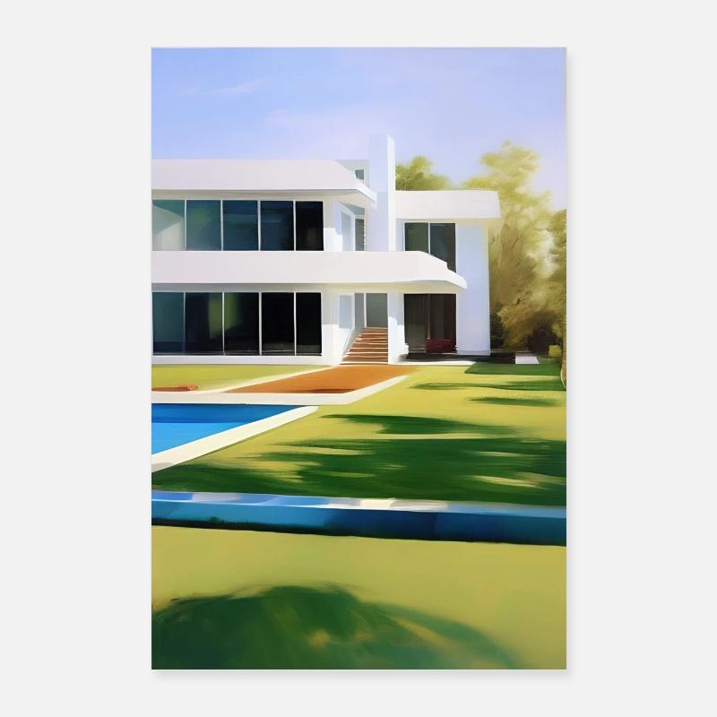 White villa with pool Poster 24" x 35" (60x90 cm)