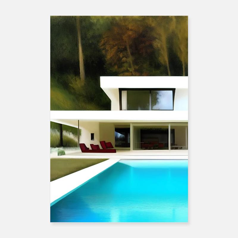 White villa with pool Poster 24" x 35" (60x90 cm)