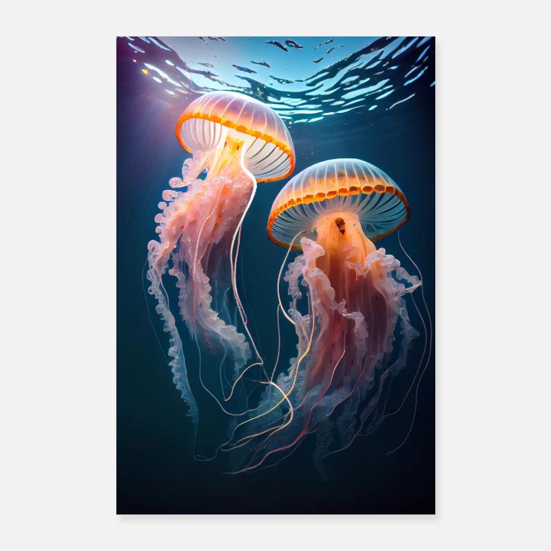 Méduses Méduses Colorées Poster 60 x 90 cm