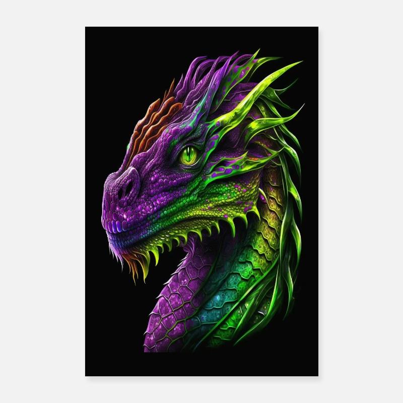 Drachen Farben Poster 60x90 cm