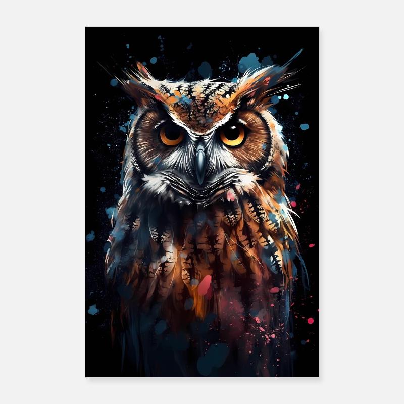 Eule Vogel Tier Eulen Digital Art Poster 60x90 cm