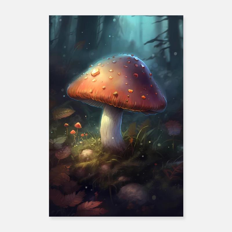 Pilz Pilze Funghi Champignon Illustration Poster 60x90 cm