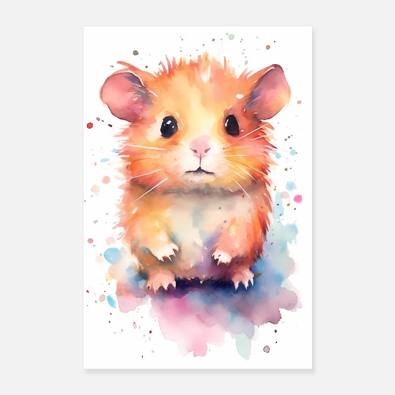 Aquarelles de cochon d’Inde Poster 60 x 90 cm