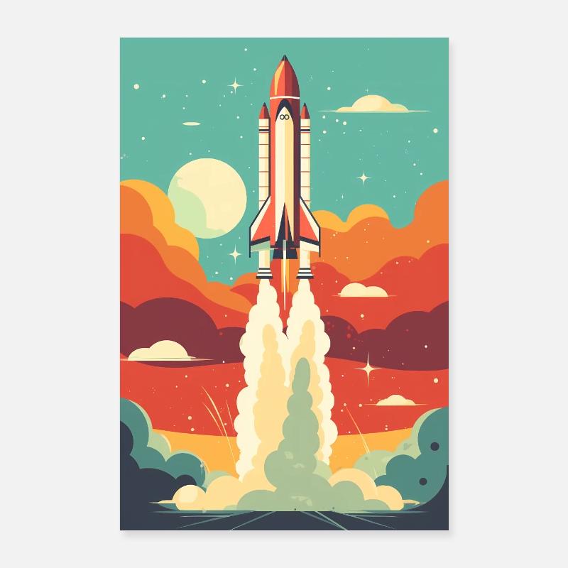 Fusée Astronautes de fusée Espace Espace Poster 60 x 90 cm
