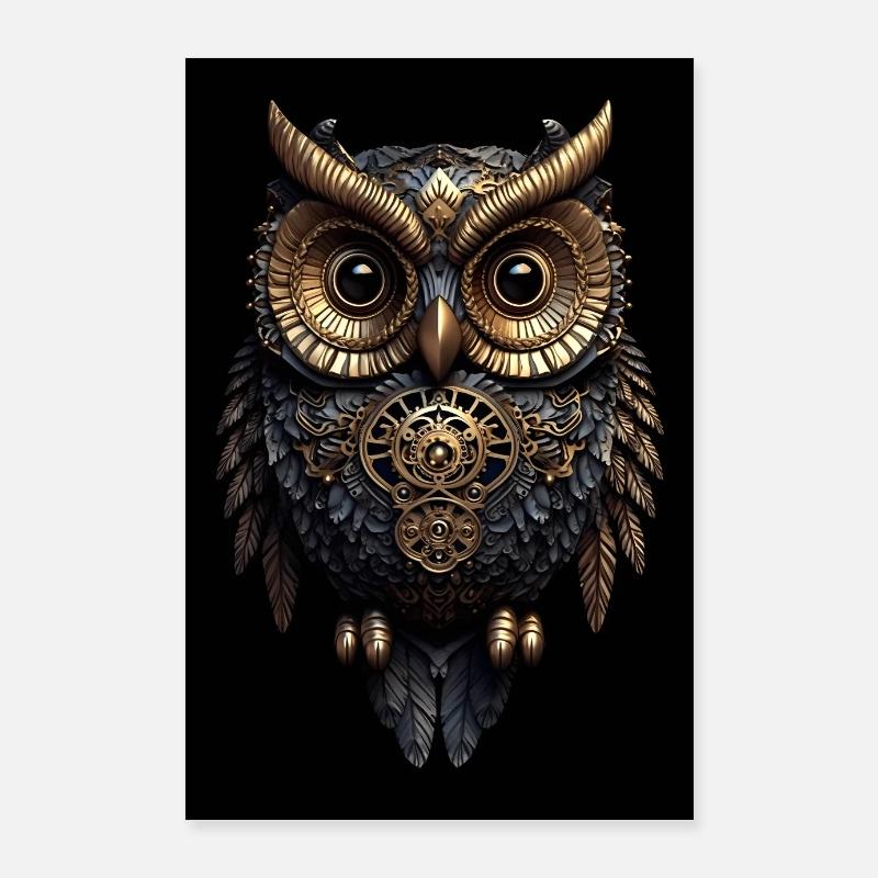 Eule Vogel Tier Eulen Gold Poster 60x90 cm