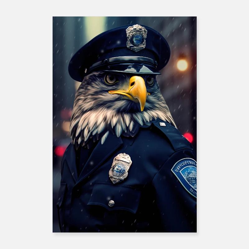Eagle Animal Eagle Bald Eagle Police - Poster 60 x 90 cm - blanc