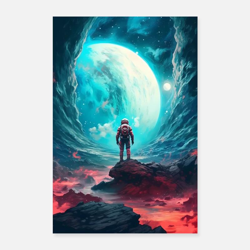 Astronaut Weltraum Kosmonaut Rakete Planets Poster 60x90 cm