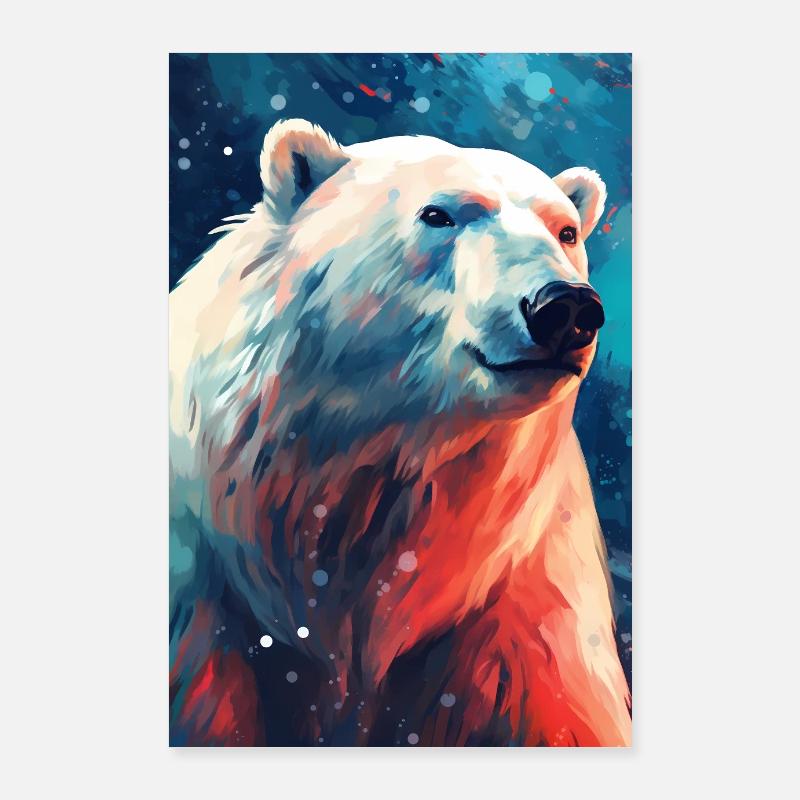 Eisbär Eisbären Tier Nordpol Colorful Poster 60x90 cm