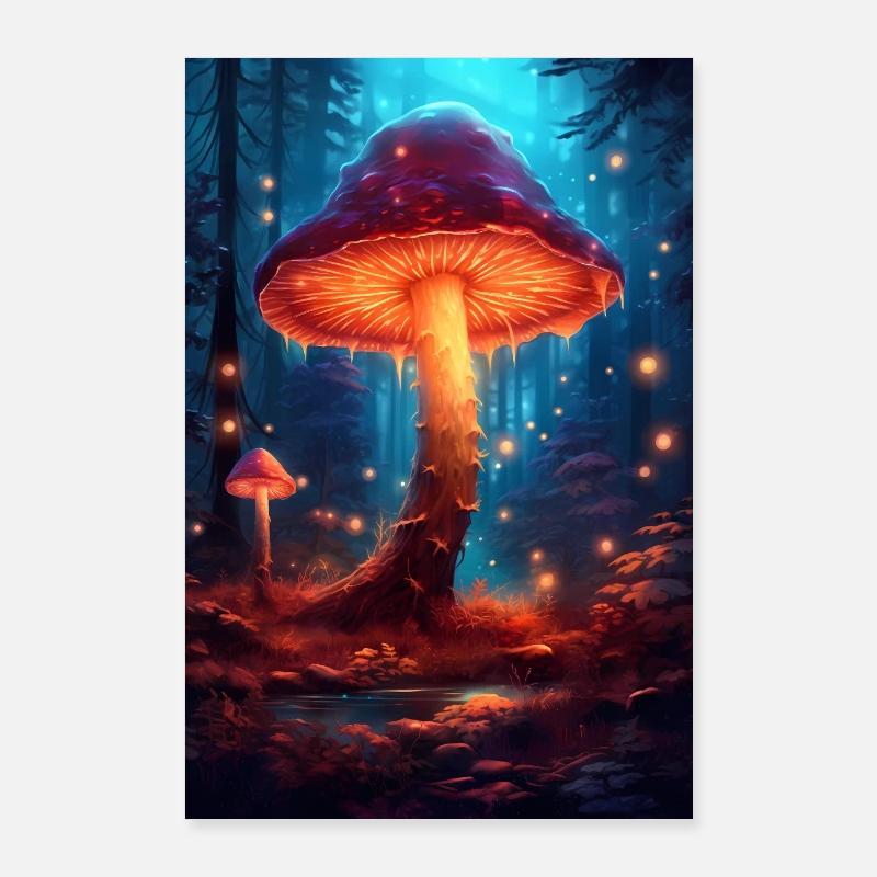 Pilz Pilze Funghi Champignon Lighting Poster 60x90 cm