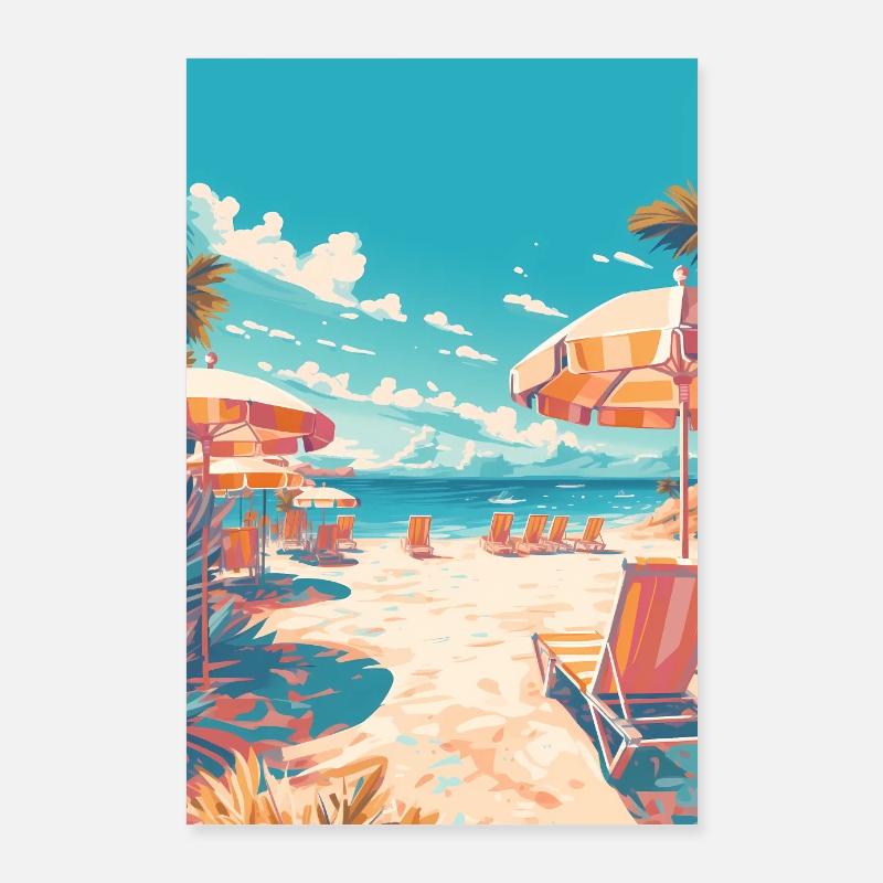 Urlaub Strand Urlauber Vacation Poster 60x90 cm