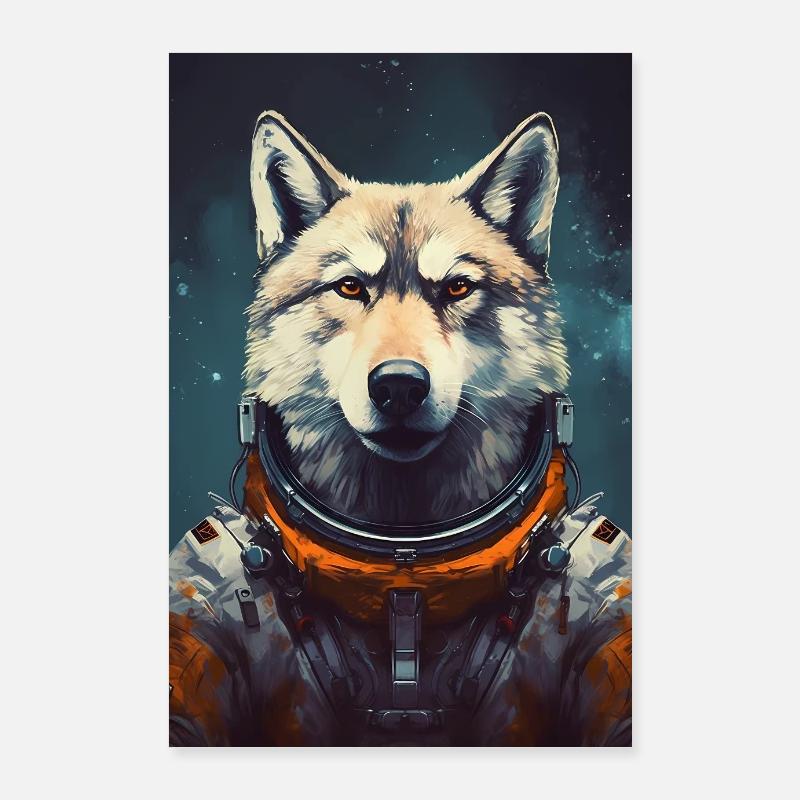 Wolf Wölfe Tier Jaulen Astronauts Poster 60x90 cm