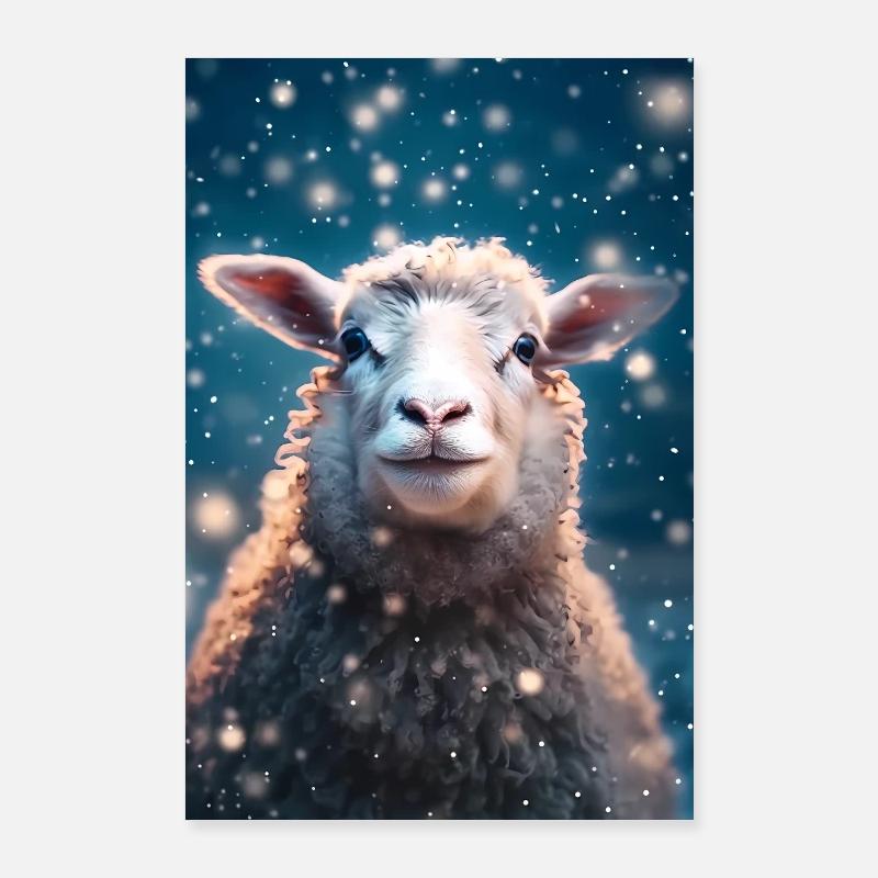 Schaf Schafe Bauer Lamm Landwirt Sweet - Poster 60x90 cm - Weiß