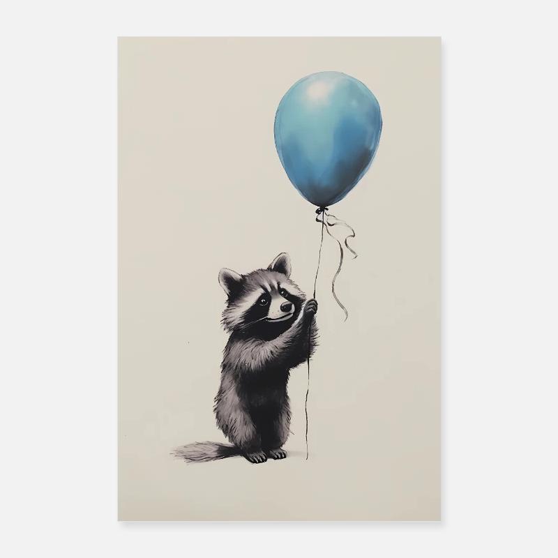Ballon raton laveur Poster 60 x 90 cm