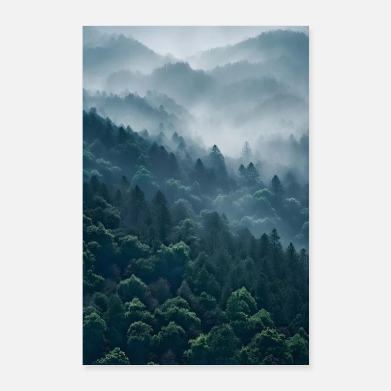 Brouillard forestier Poster 60 x 90 cm