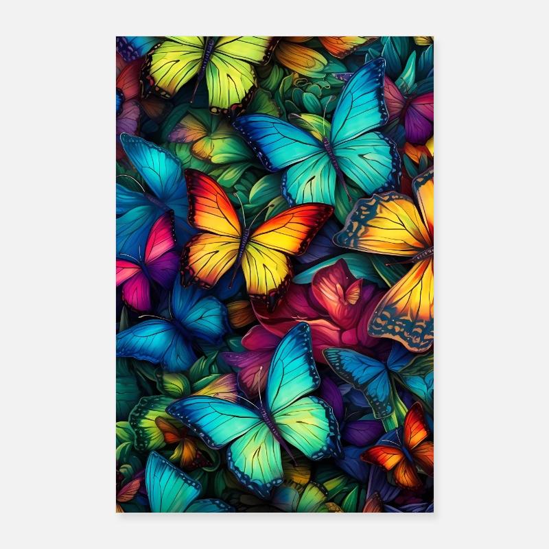 Papillon Monarque Papillon Papillons colorés Poster 60 x 90 cm