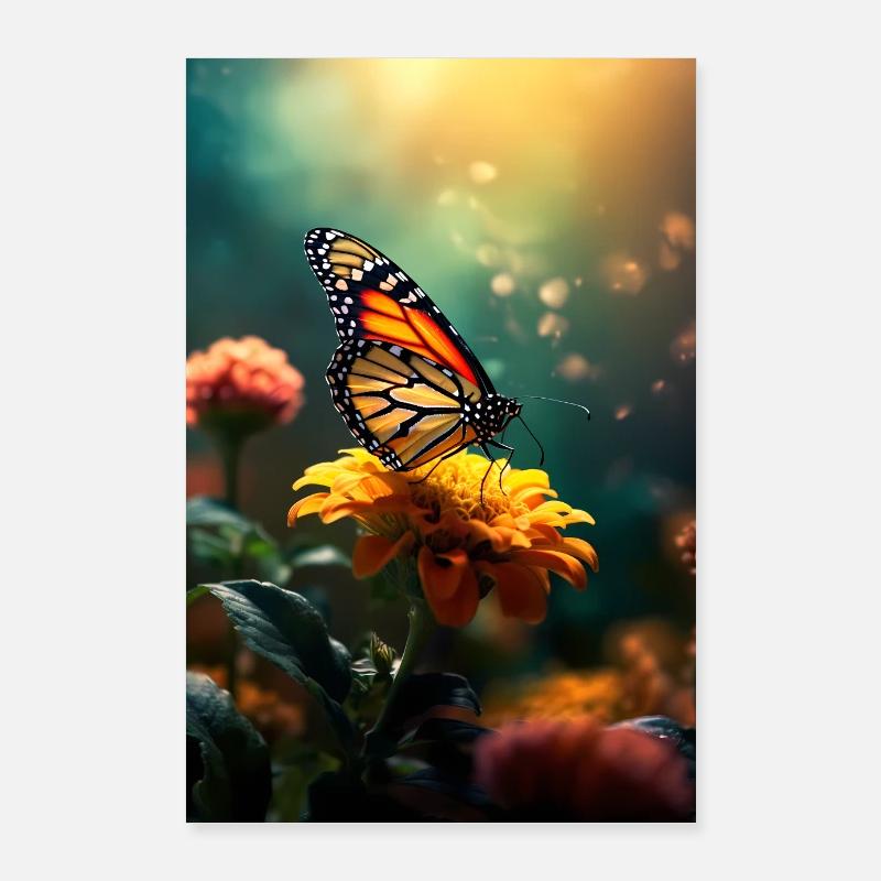 Papillon Monarque Papillon Papillons colorés Poster 60 x 90 cm