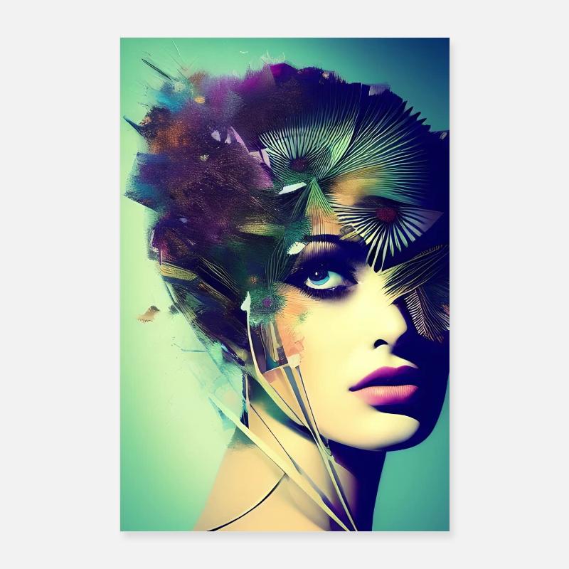 Abstrakte Gesichts Kunst Poster 60x90 cm